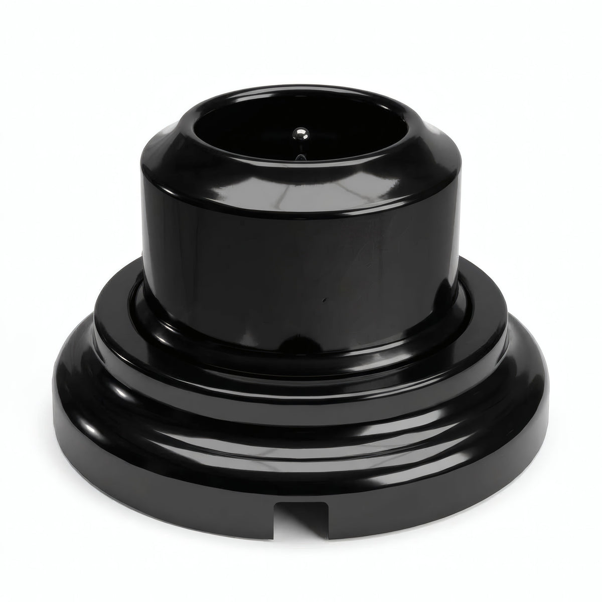Kit toma de pared y base de porcelana — Francesa 2P+T 16 A / Negro / Plana Ø 100 mm