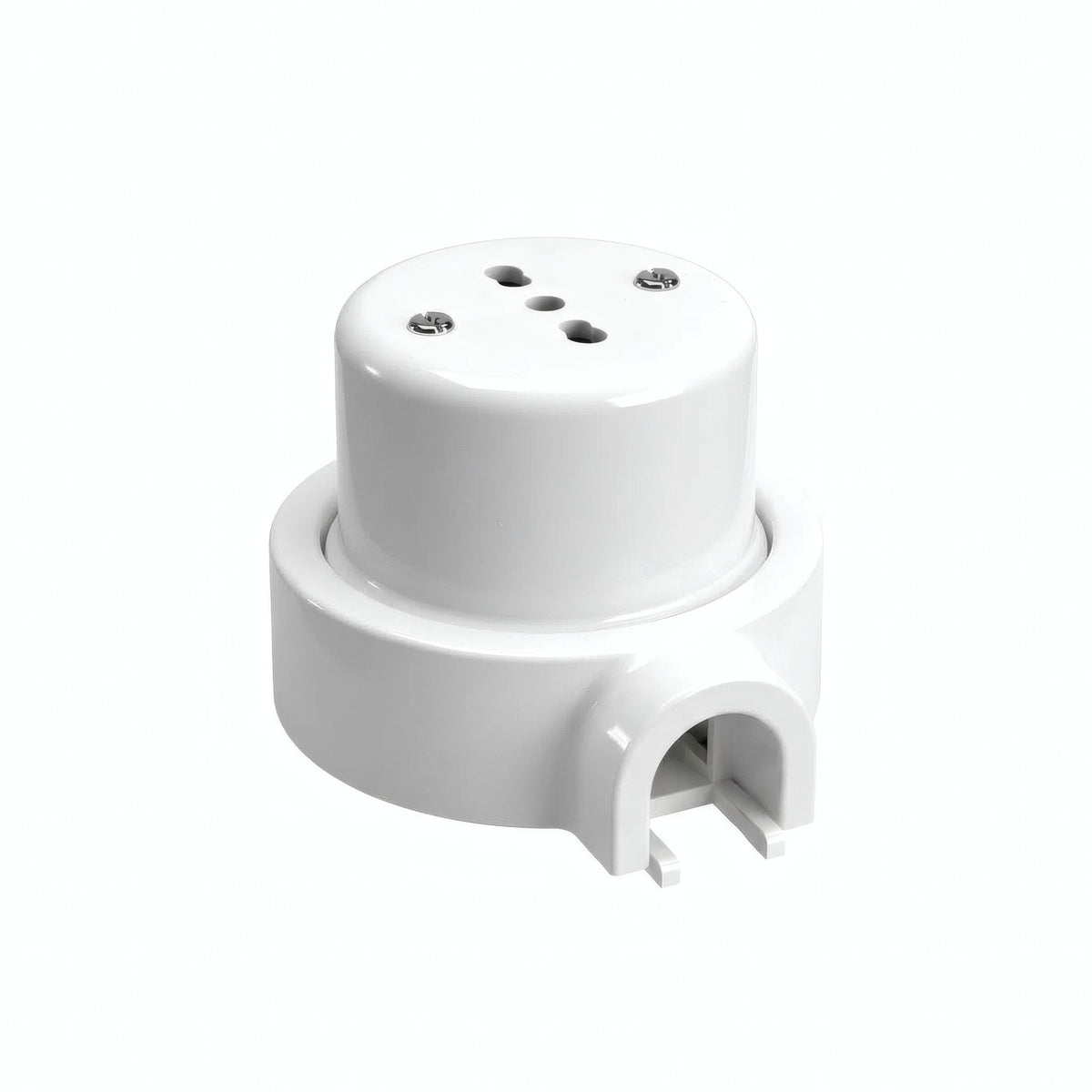 Kit toma de pared y base de porcelana — Italiana 2P+T 10/16 A / Blanco / 1 salida