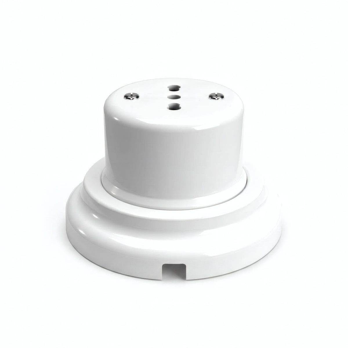 Kit toma de pared y base de porcelana — Italiana 2P+T 10/16 A / Blanco / Plana Ø 100 mm