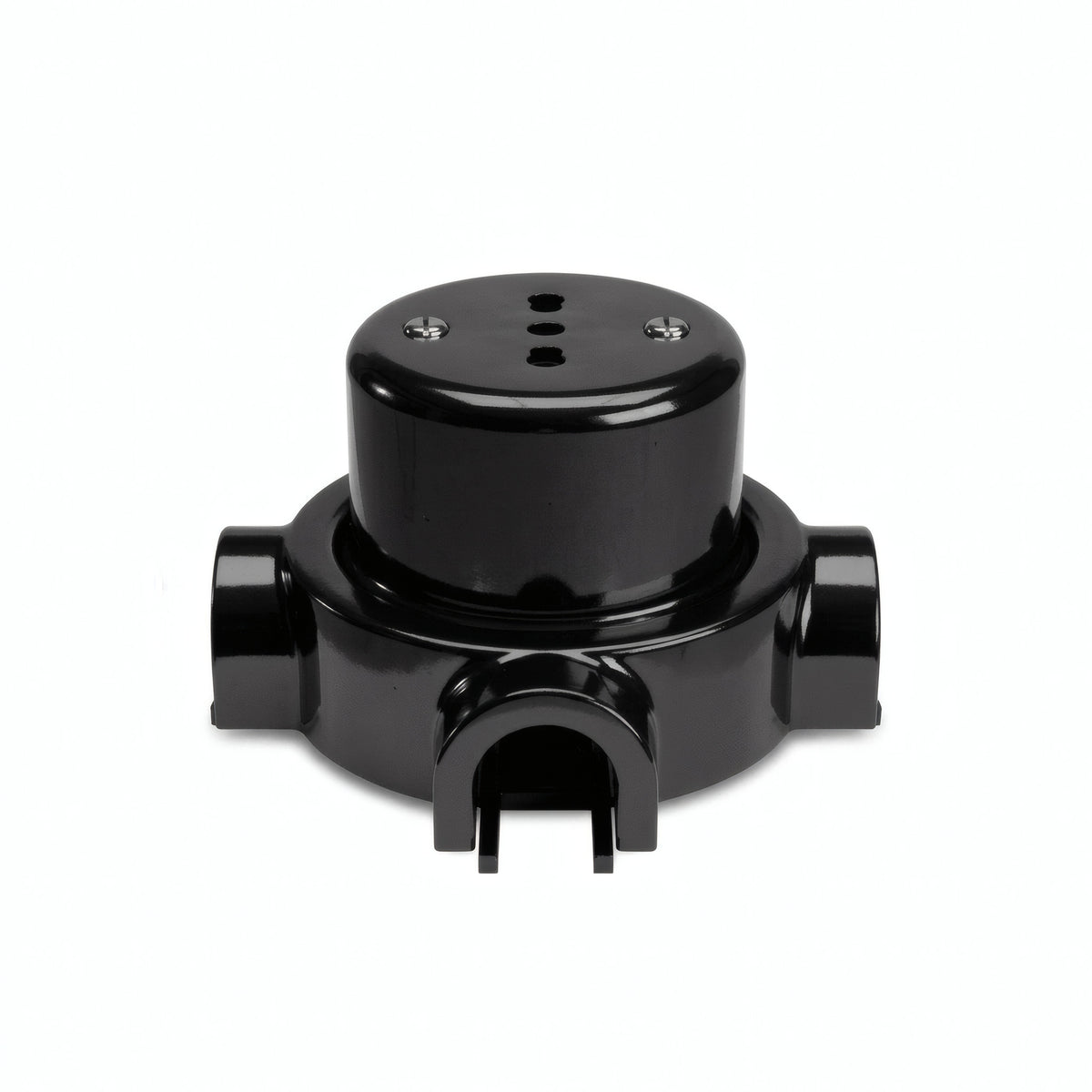 Kit toma de pared y base de porcelana — Italiana 2P+T 10/16 A / Negro / 3 salidas