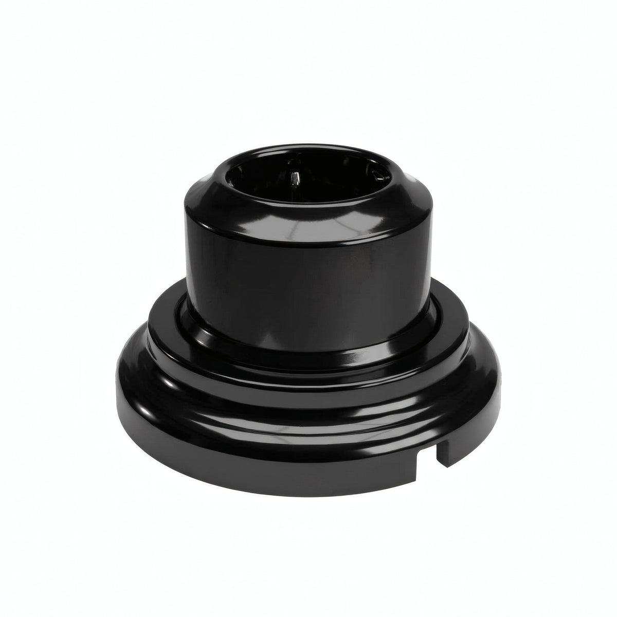 Kit toma de pared y base de porcelana — Schuko 2P+T 16 A / Negro / Plana Ø 100 mm