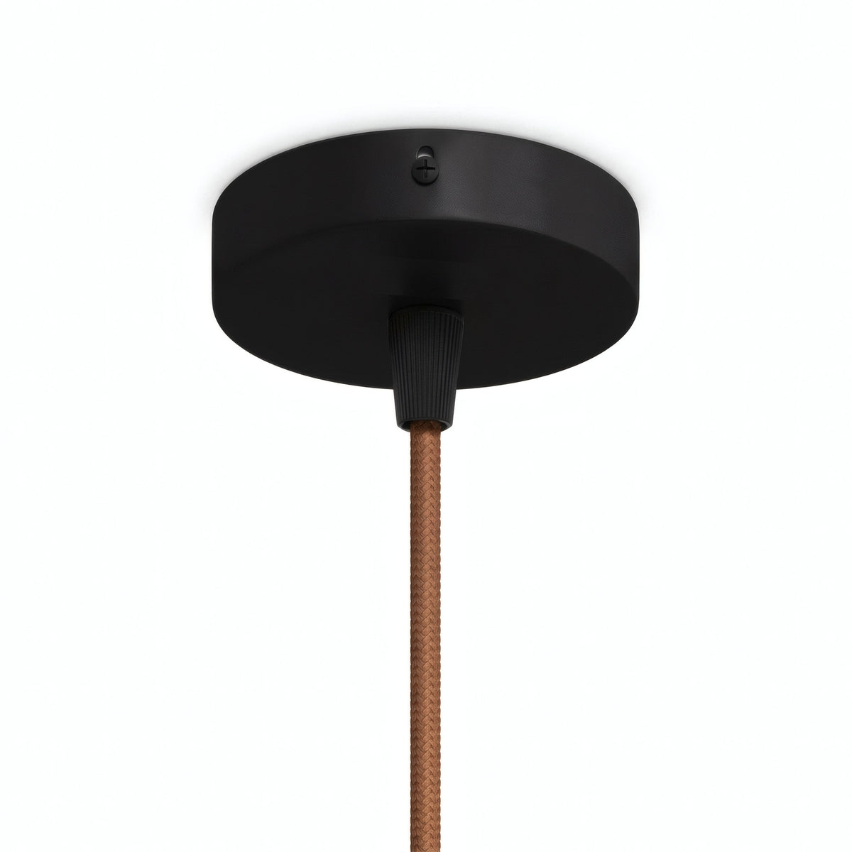Mini florón cilíndrico de metal, Ø 83 mm — 1 orificio central / Cónico de termoplástico / Negro