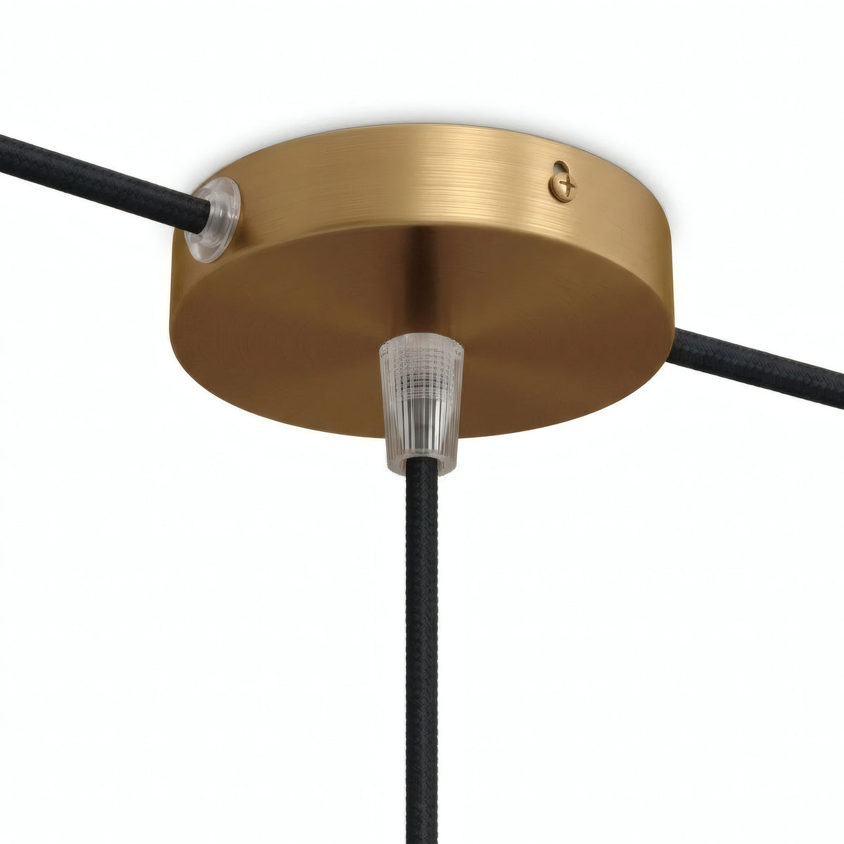 Mini florón cilíndrico de metal, Ø 83 mm — 1 orificio central y 2 laterales / Cónico de termoplástico / Bronce satinado