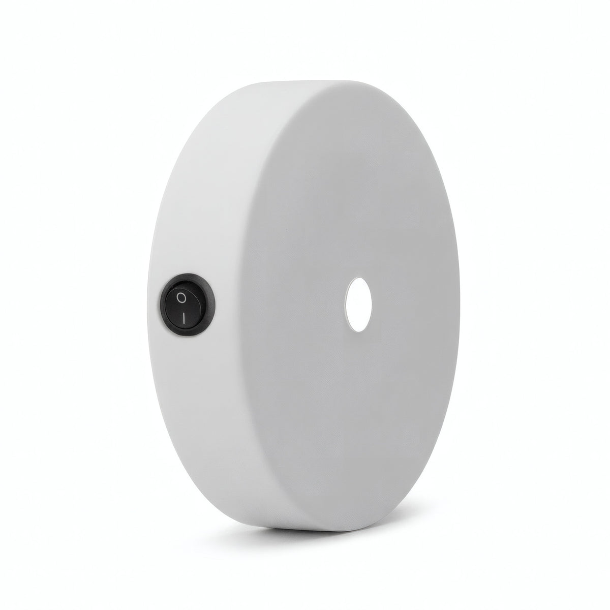 Mini florón cilíndrico de metal con interruptor, Ø 83 mm — Blanco mate