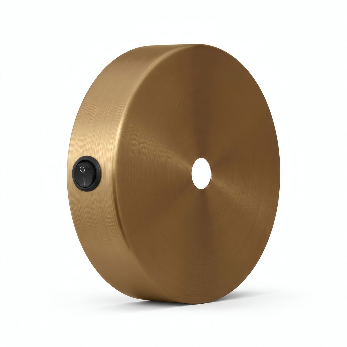 Mini florón cilíndrico de metal con interruptor, Ø 83 mm — Bronce satinado