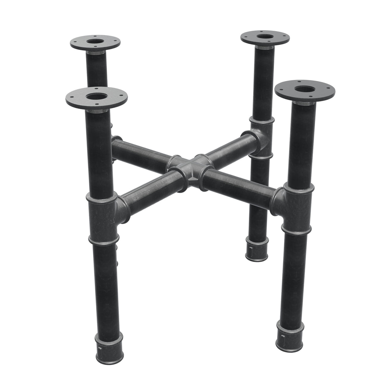 Base de mesa de centro, patas en cruz, hierro fundido y acero Ø 42 mm, 61 × 61 cm, altura 54 cm