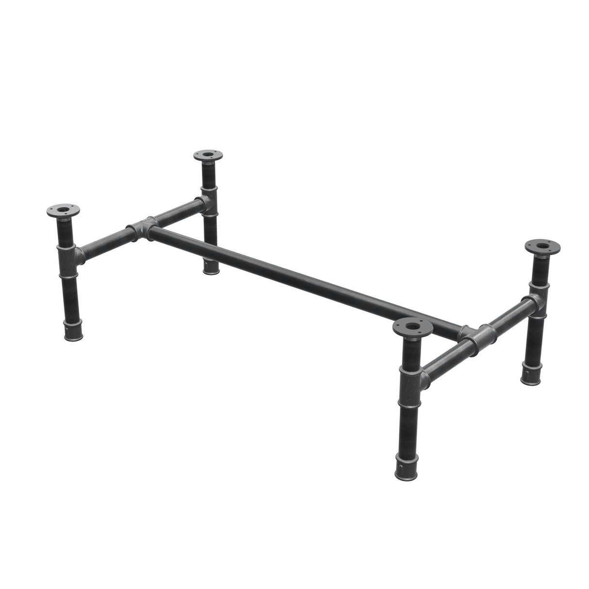Base de mesa de centro, estructura en H, hierro fundido y acero Ø 34 mm, 102 × 56 cm, altura 32 cm