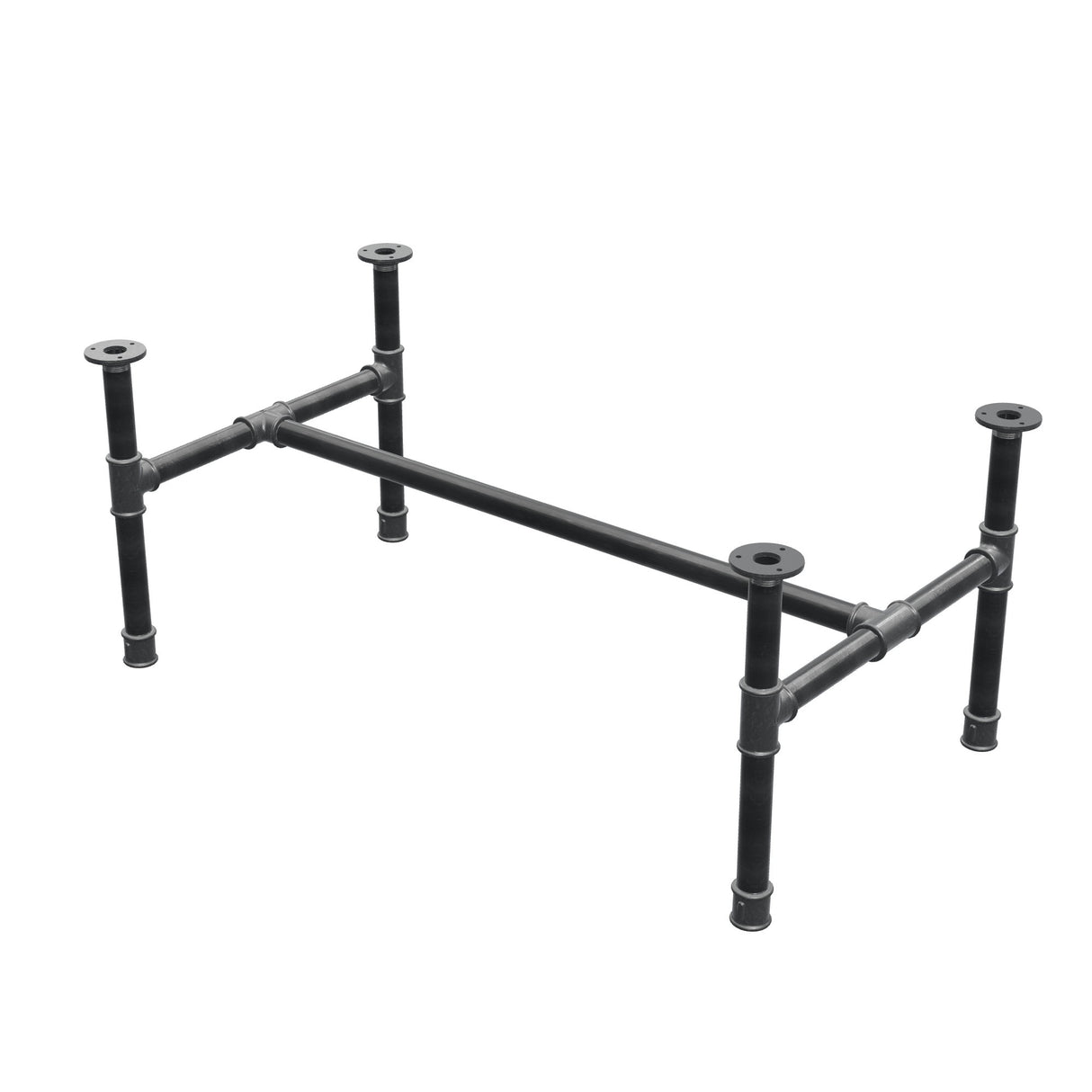 Base de mesa de centro, estructura en H, hierro fundido y acero Ø 34 mm, 102 × 56 cm, altura 42 cm