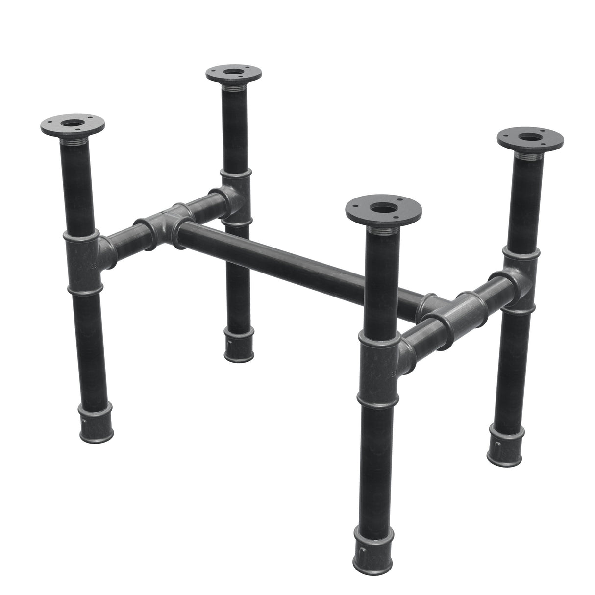 Base de mesa de centro, estructura en H, hierro fundido y acero Ø 34 mm, 52 × 36 cm, altura 42 cm