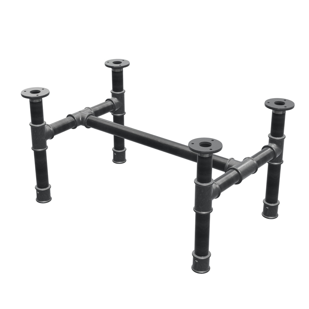 Base de mesa de centro, estructura en H, hierro fundido y acero Ø 34 mm, 62 × 40 cm, altura 32 cm
