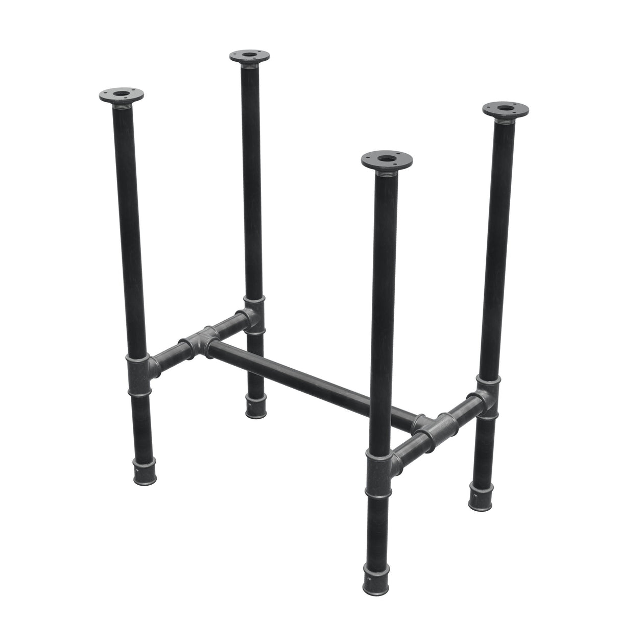 Base de mesa de comedor, estructura en H, hierro fundido y acero Ø 34 mm, 62 × 40 cm, altura 75 cm