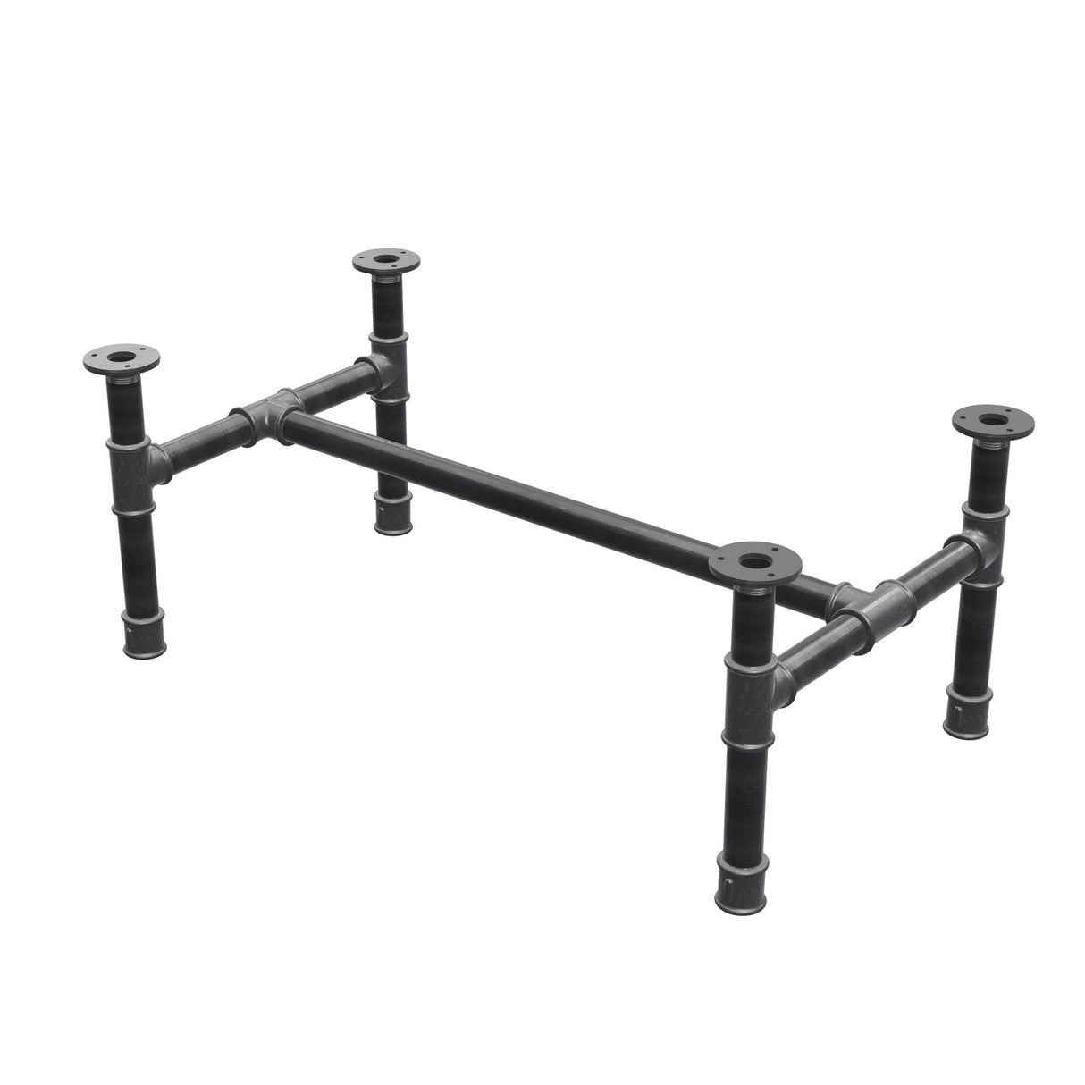 Base de mesa de centro, estructura en H, hierro fundido y acero Ø 34 mm, 82 × 46 cm, altura 32 cm