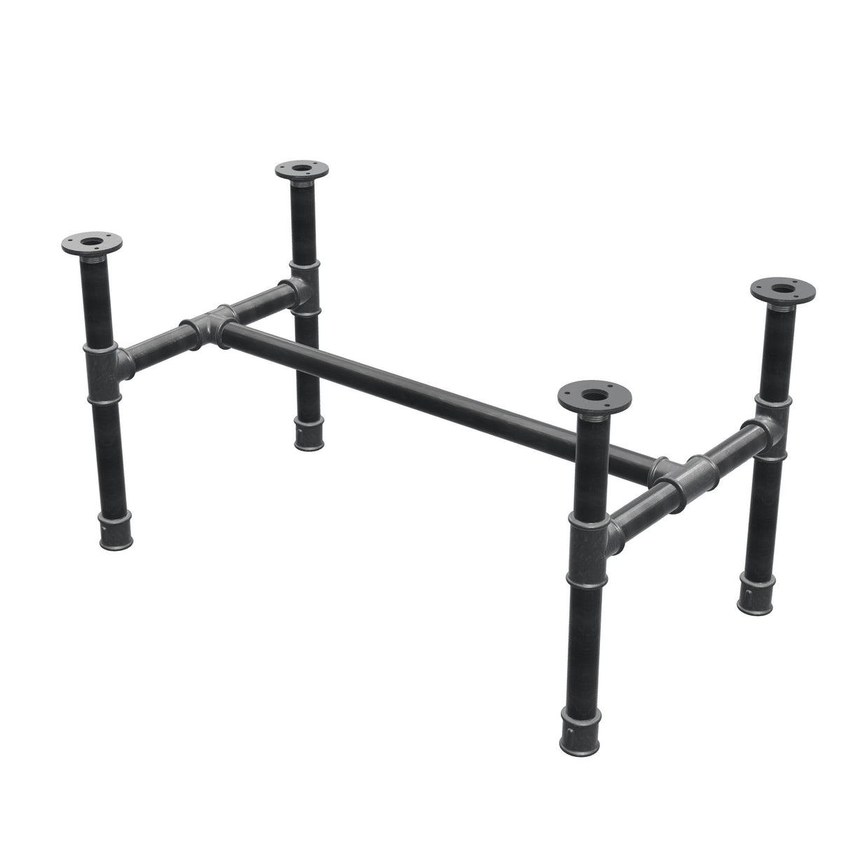 Base de mesa de centro, estructura en H, hierro fundido y acero Ø 34 mm, 82 × 46 cm, altura 42 cm