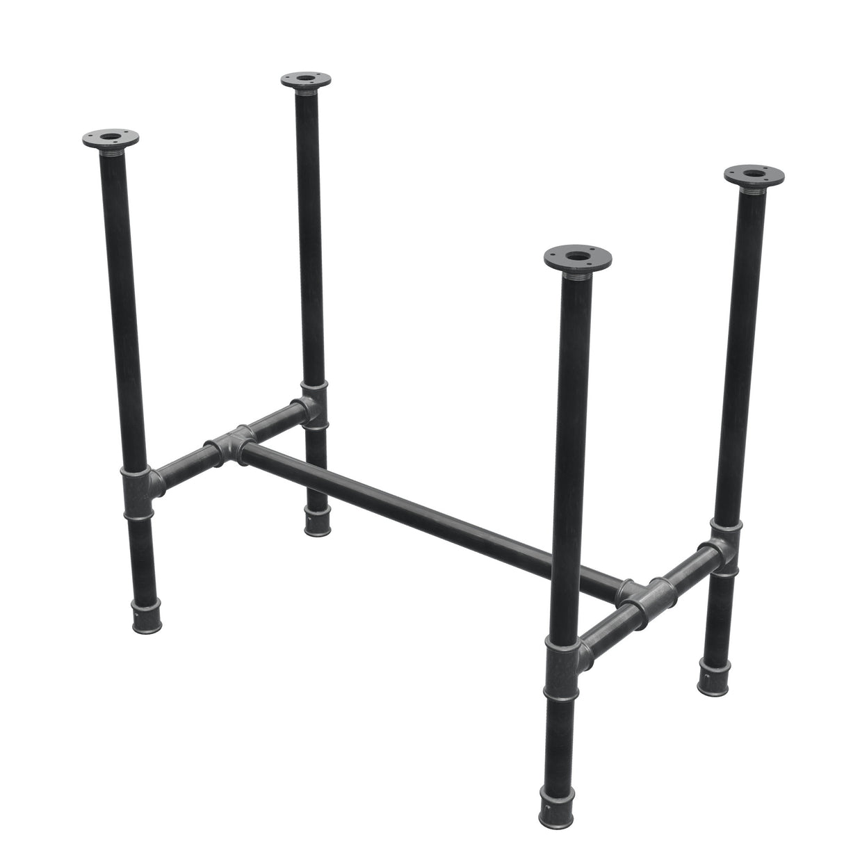 Base de mesa de comedor, estructura en H, hierro fundido y acero Ø 34 mm, 82 × 46 cm, altura 75 cm