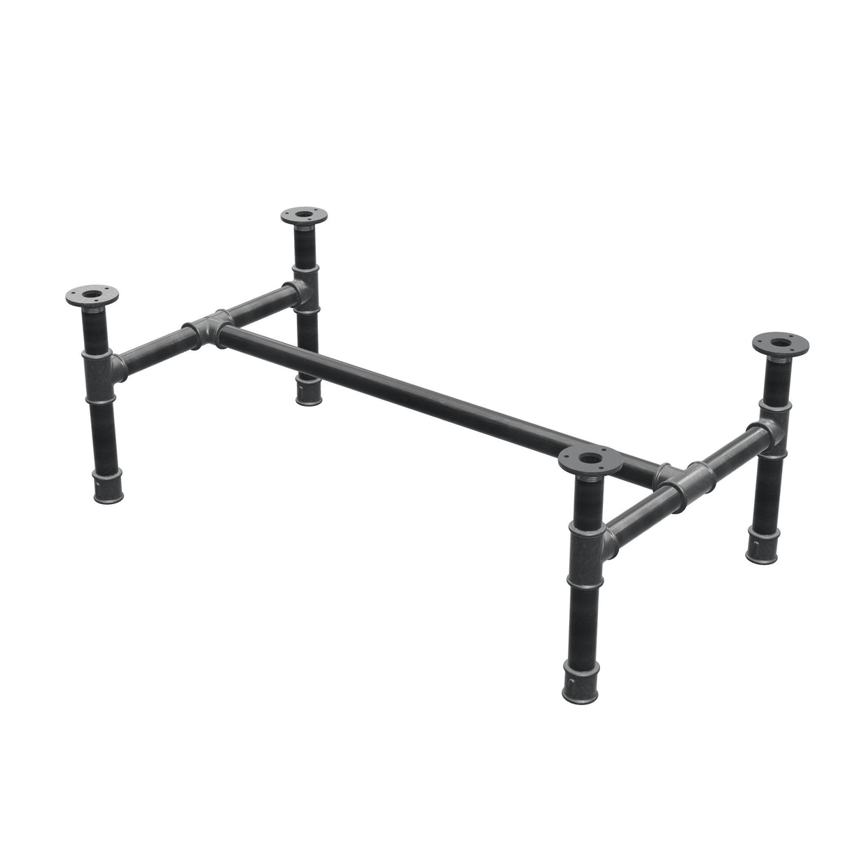 Base de mesa de centro, estructura en H, hierro fundido y acero Ø 34 mm, 92 × 52 cm, altura 32 cm