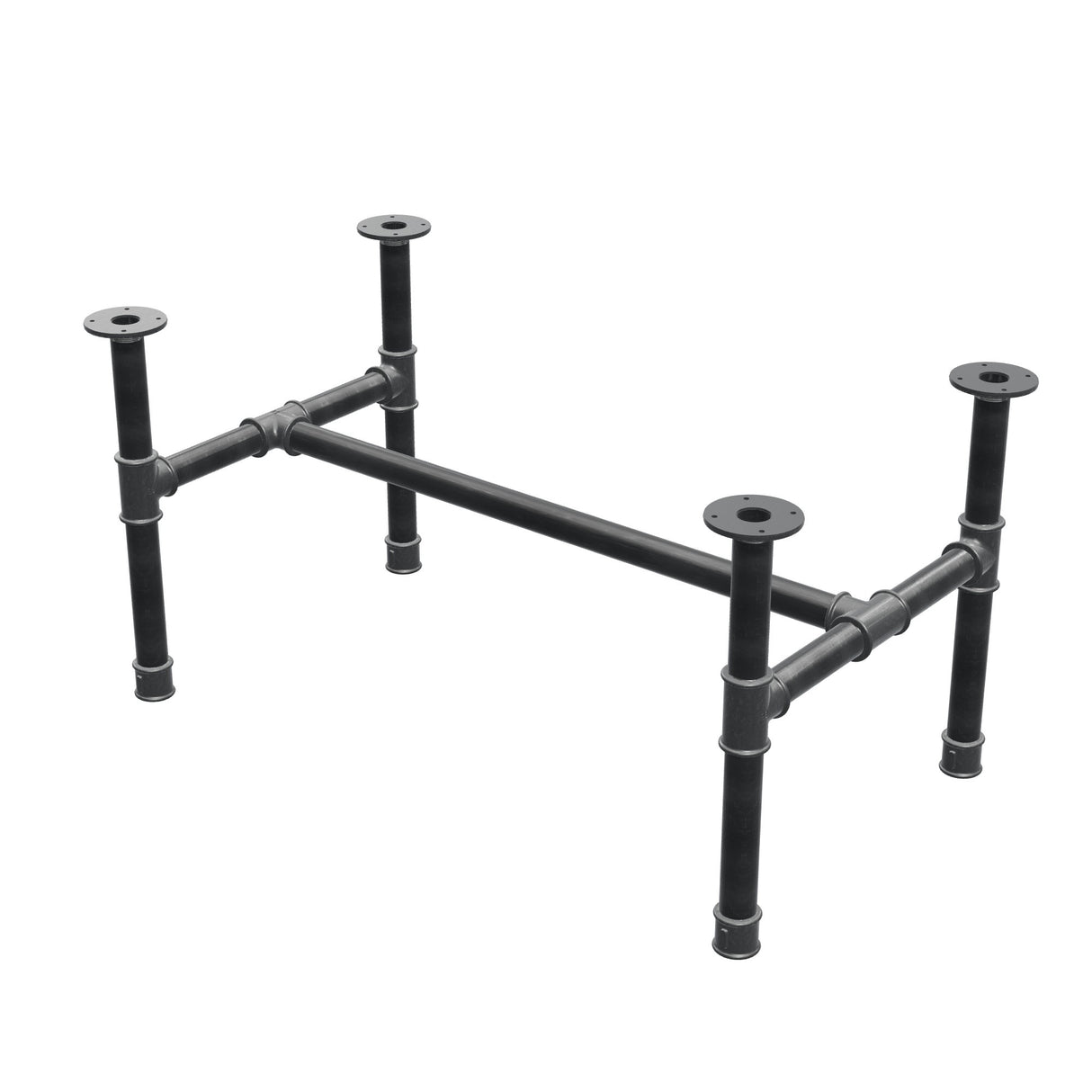 Base de mesa de centro, estructura en H, hierro fundido y acero Ø 42 mm, 106 × 61 cm, altura 54 cm