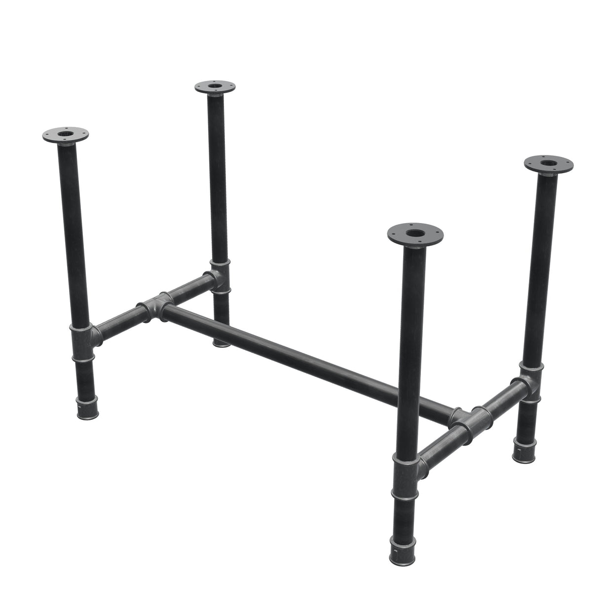 Base de mesa de comedor, estructura en H, hierro fundido y acero Ø 42 mm, 106 × 61 cm, altura 74 cm
