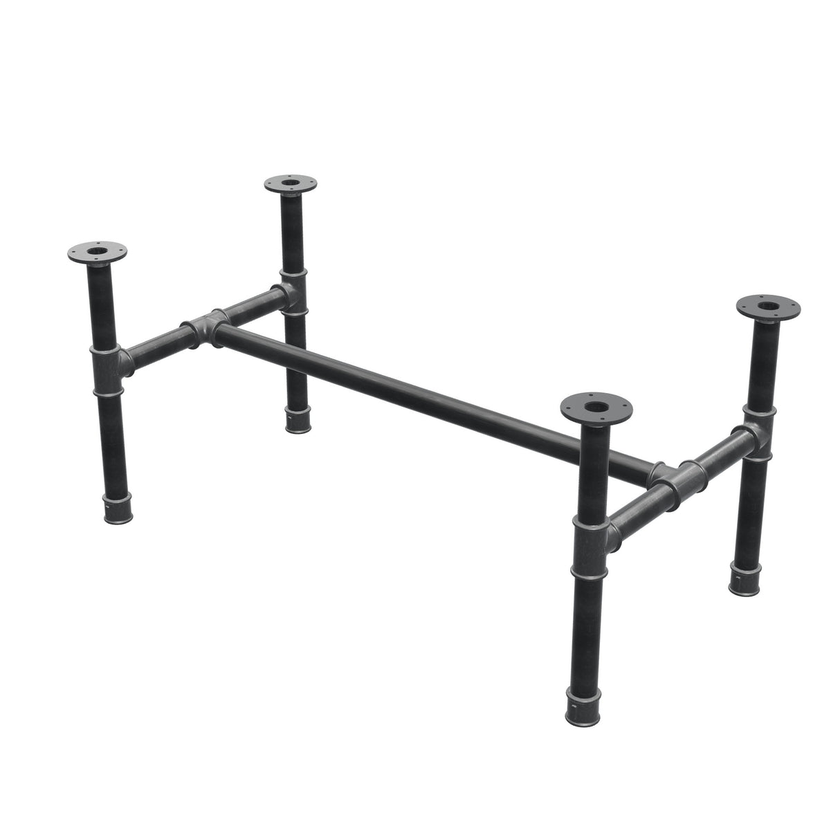 Base de mesa de centro, estructura en H, hierro fundido y acero Ø 42 mm, 116 × 61 cm, altura 54 cm