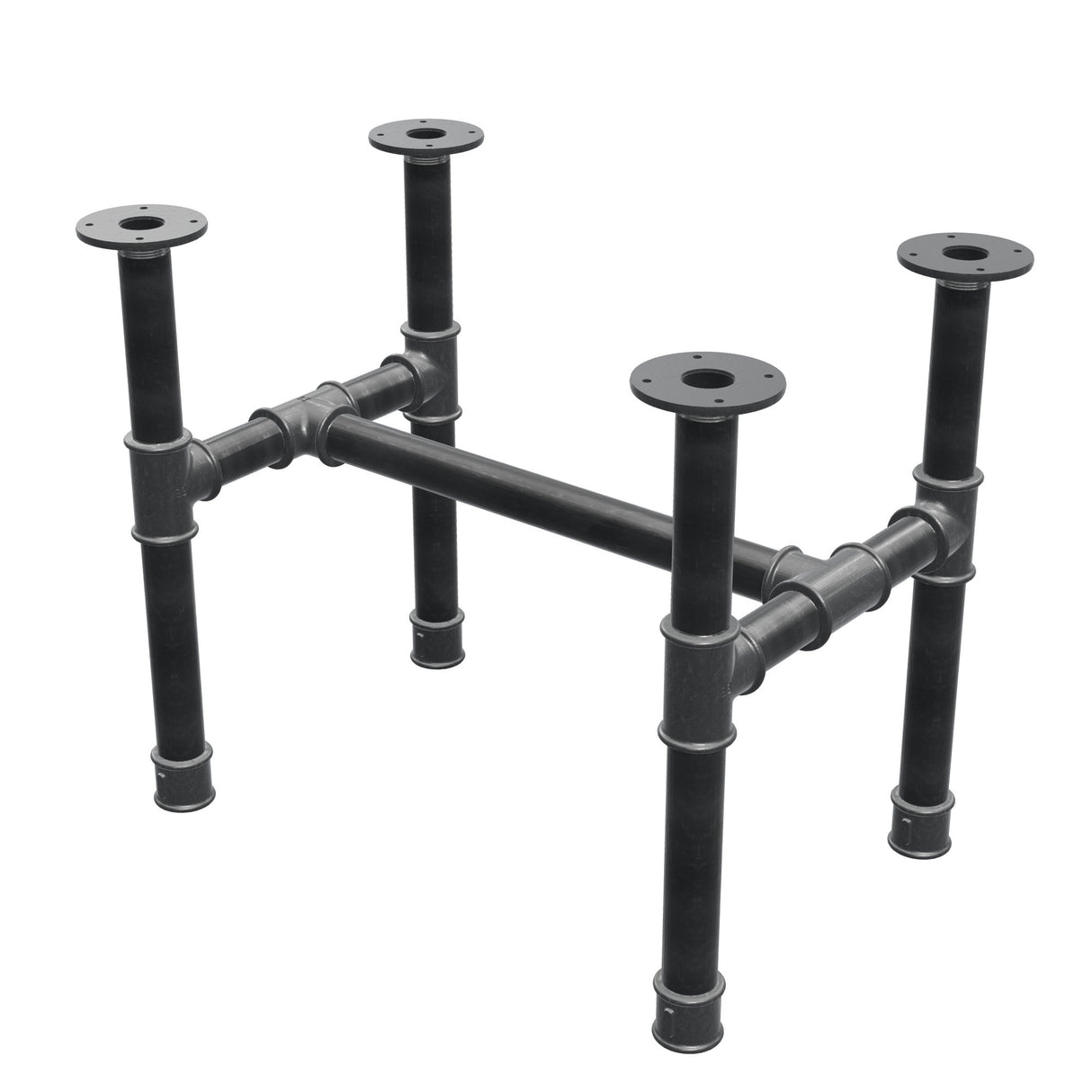Base de mesa de centro, estructura en H, hierro fundido y acero Ø 42 mm, 66 × 45 cm, altura 54 cm