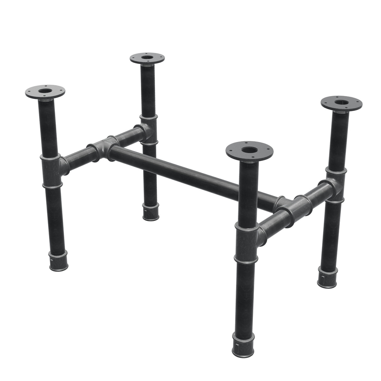 Base de mesa de centro, estructura en H, hierro fundido y acero Ø 42 mm, 76 × 51 cm, altura 54 cm