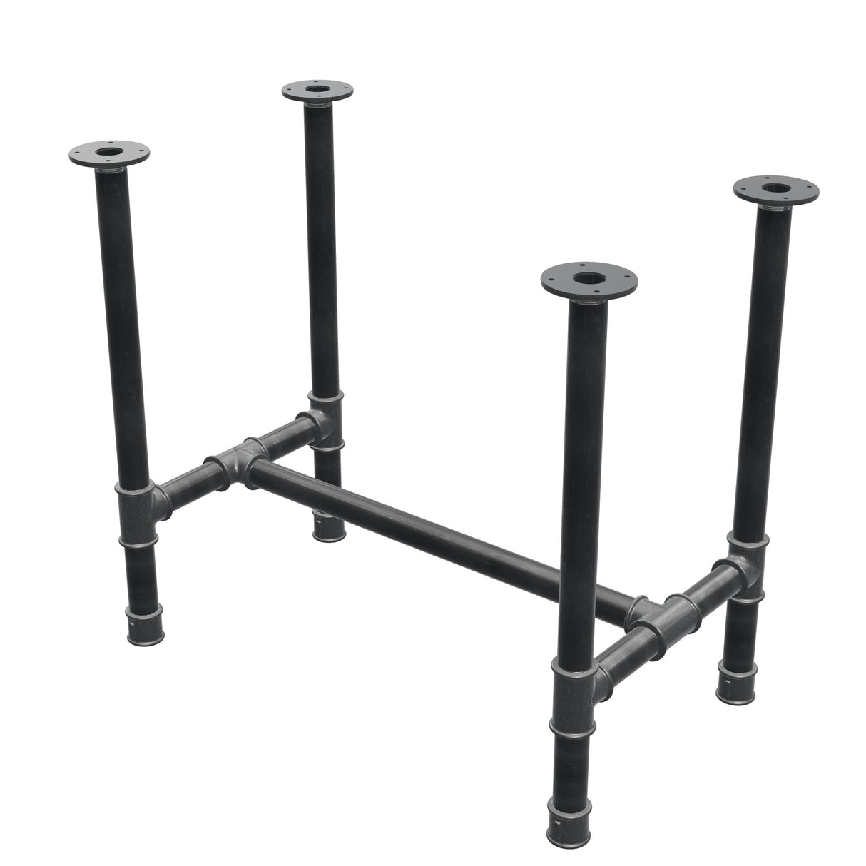 Base de mesa de comedor, estructura en H, hierro fundido y acero Ø 42 mm, 86 × 51 cm, altura 74 cm