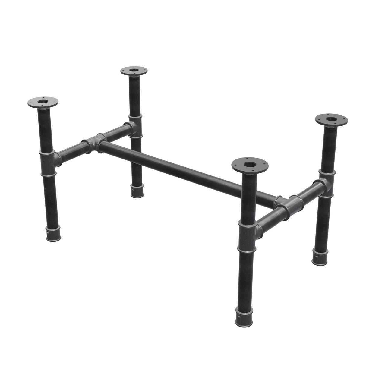 Base de mesa de centro, estructura en H, hierro fundido y acero Ø 42 mm, 96 × 57 cm, altura 54 cm
