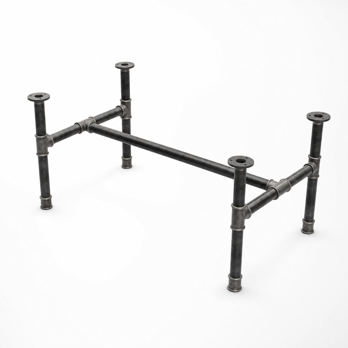 Base de mesa de centro, hierro fundido y acero barnizado, en H Ø 34 mm, vista de tres cuartos en estudio
