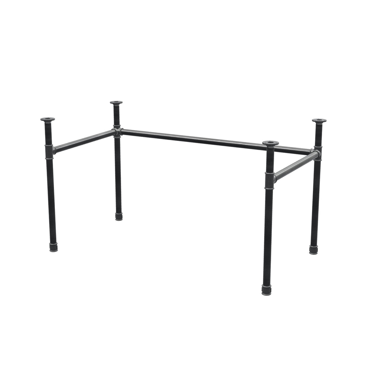 Base de escritorio, estructura en U, hierro fundido y acero Ø 34 mm, 132 × 72 cm, altura 72 cm