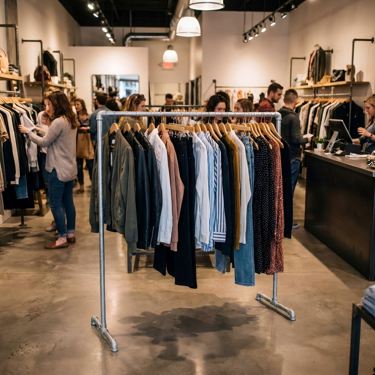 Perchero simple galvanizado en situación en interior claro