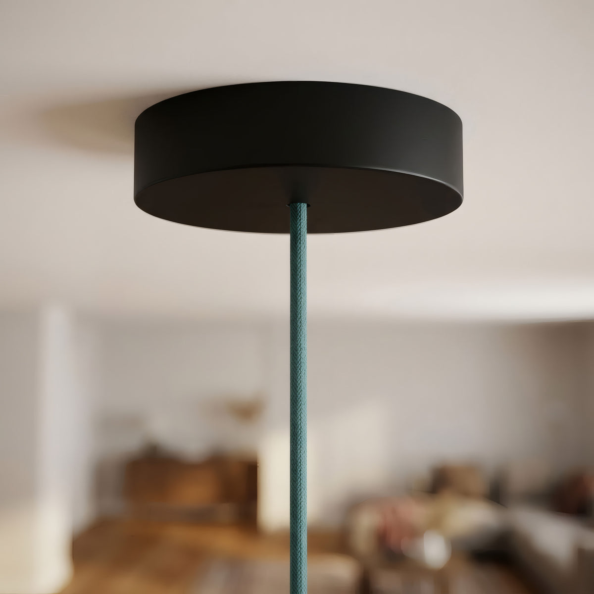 Florón redondo de madera, Ø 120 mm — Negro