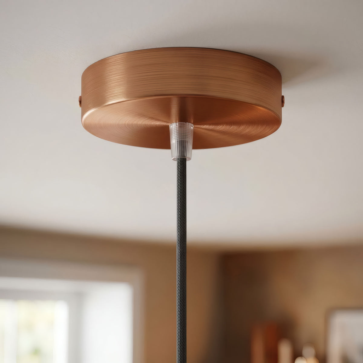 Florón cilíndrico de metal, Ø 120 mm — Cónico de termoplástico / Cobre satinado