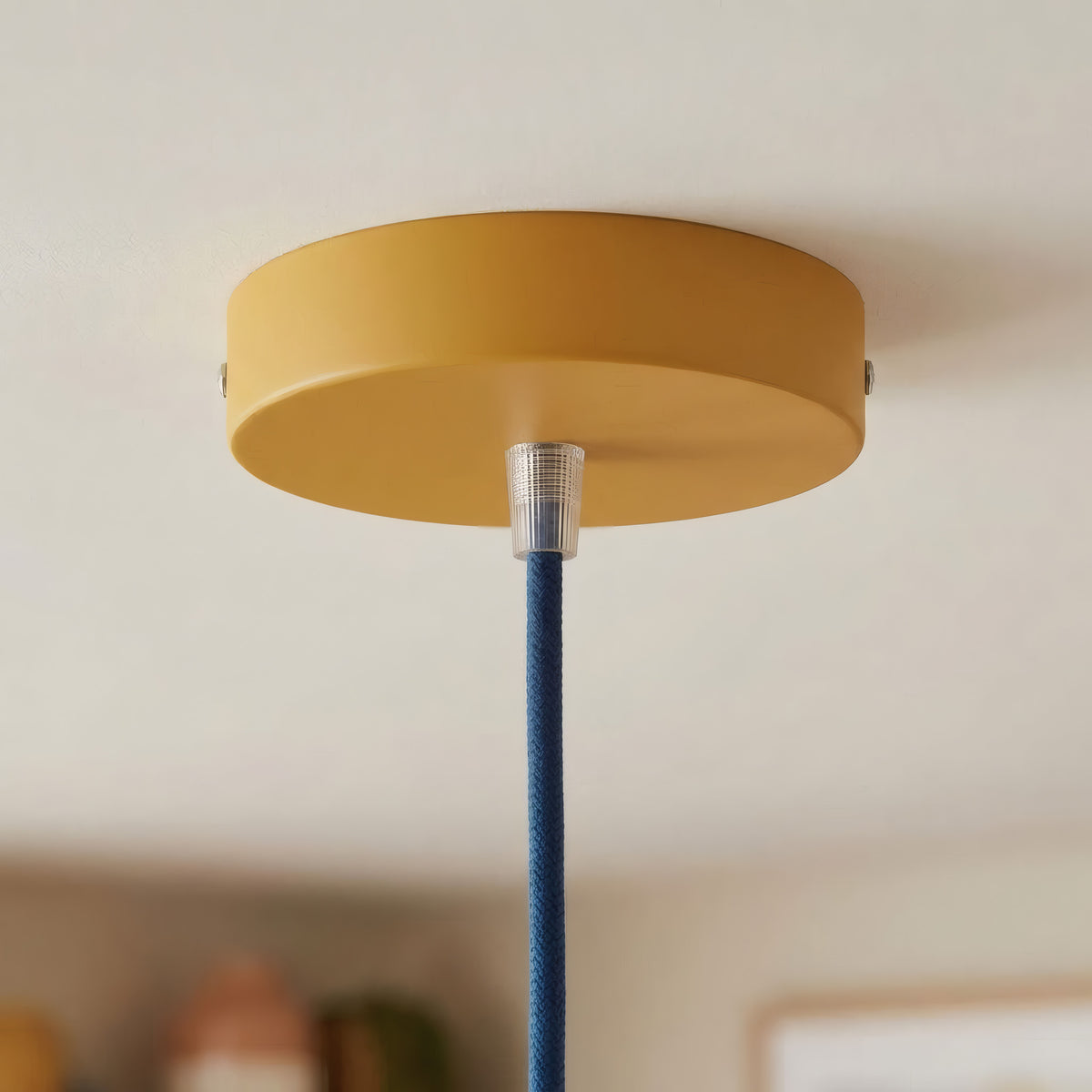 Florón cilíndrico de metal, Ø 120 mm — Cónico de termoplástico / Mostaza