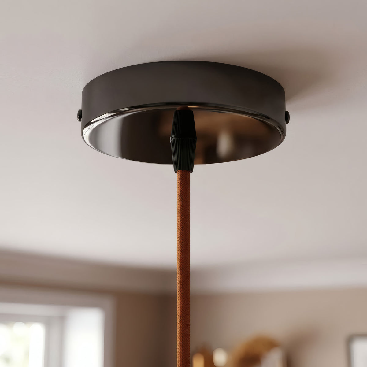 Florón cilíndrico de metal, Ø 120 mm — Cónico de termoplástico / Perla negra