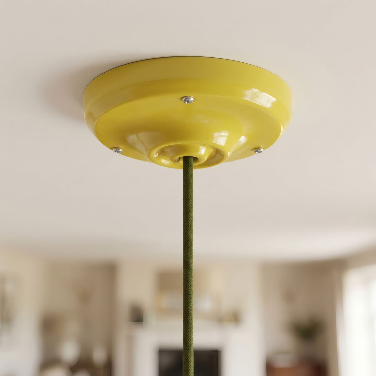 Florón de porcelana con kit de fijación, Ø 105 mm — Amarillo