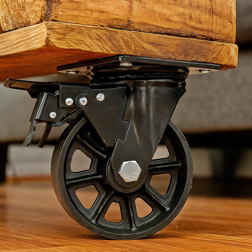 Roulette noire avec frein pour table en palette