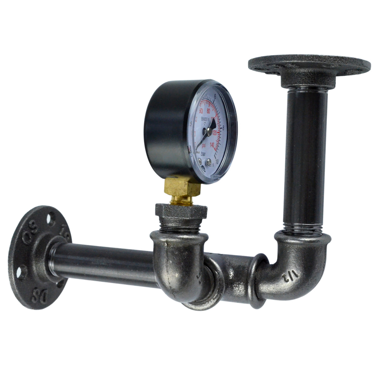 équerre murale en raccord de plomberie en fer