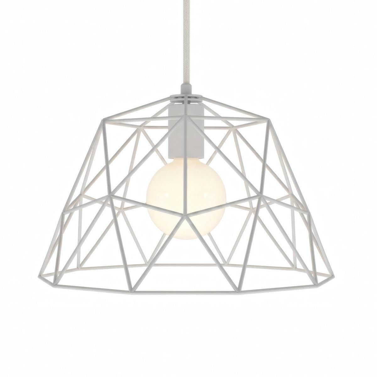 Pantalla jaula cúpula XL metal Ø 35 cm con portalámparas E27 — Blanco