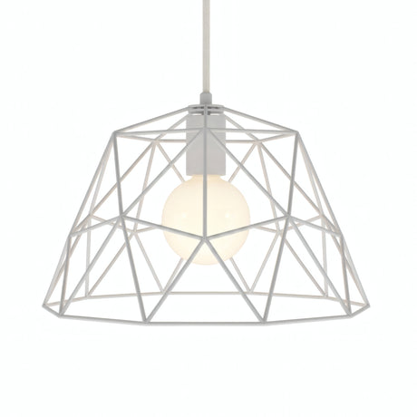 Pantalla jaula cúpula XL metal Ø 35 cm con portalámparas E27 — Blanco