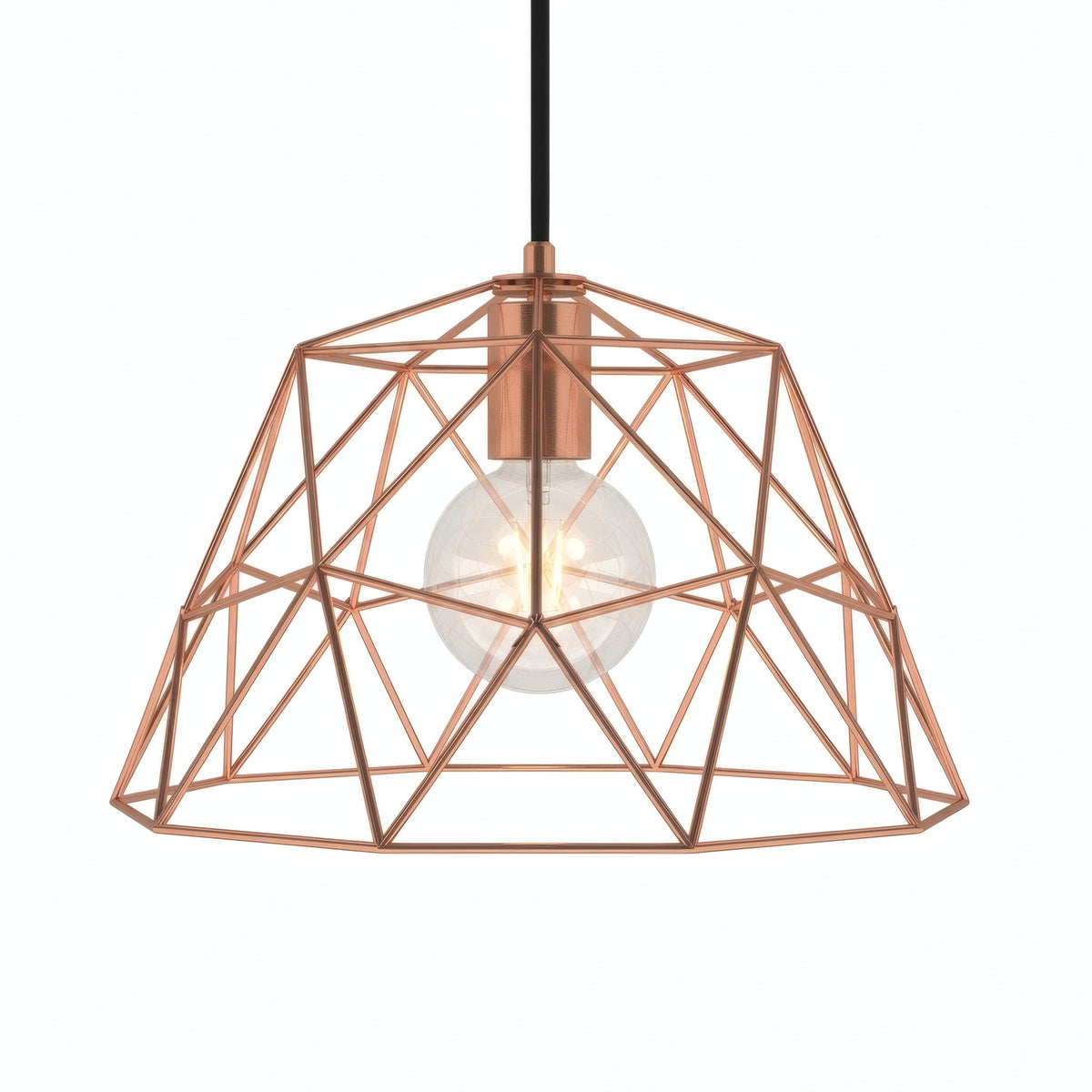 Pantalla jaula cúpula XL metal Ø 35 cm con portalámparas E27 — Cobre