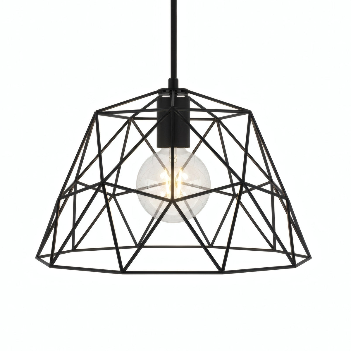 Pantalla jaula cúpula XL metal Ø 35 cm con portalámparas E27 — Negro