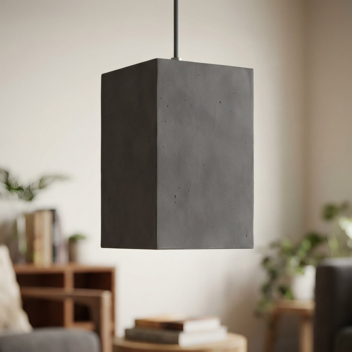 Pantalla cubo de cemento con portalámparas E27
