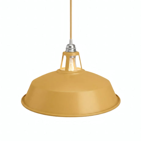 Pantalla de campana esmaltada Ø 38 cm para portalámparas E27 — Amarillo mostaza
