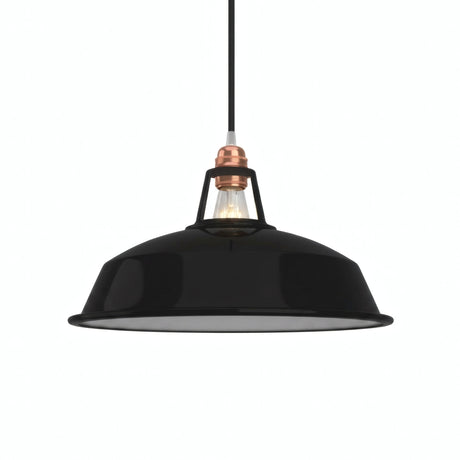 Pantalla de campana esmaltada Ø 38 cm para portalámparas E27 — Negro