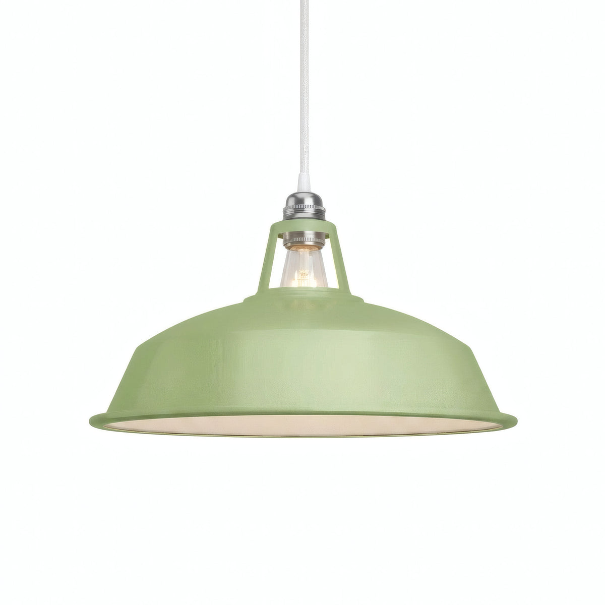 Pantalla de campana esmaltada Ø 38 cm para portalámparas E27 — Verde prado
