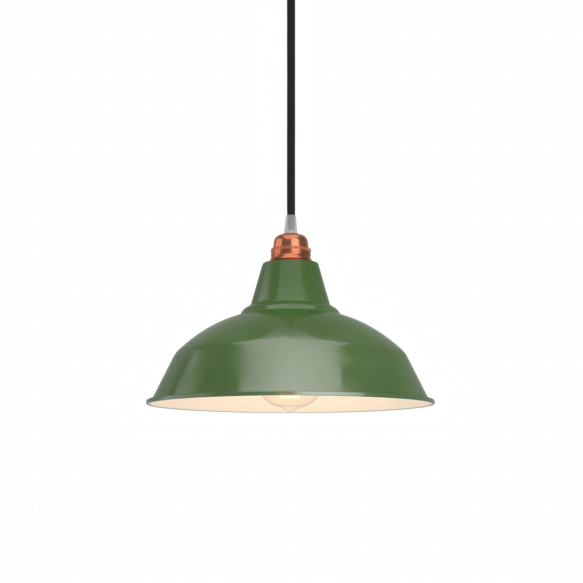 Pantalla cónica de metal Ø 30 cm para portalámparas E27 — Verde