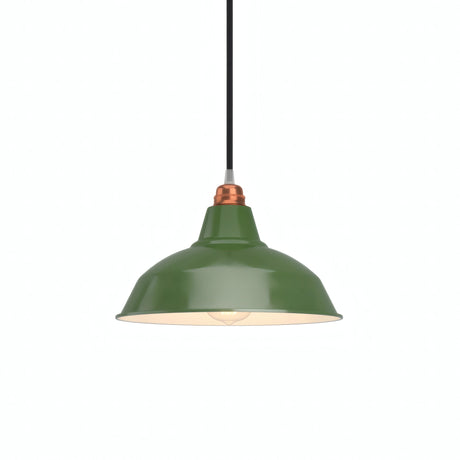 Pantalla cónica de metal Ø 30 cm para portalámparas E27 — Verde