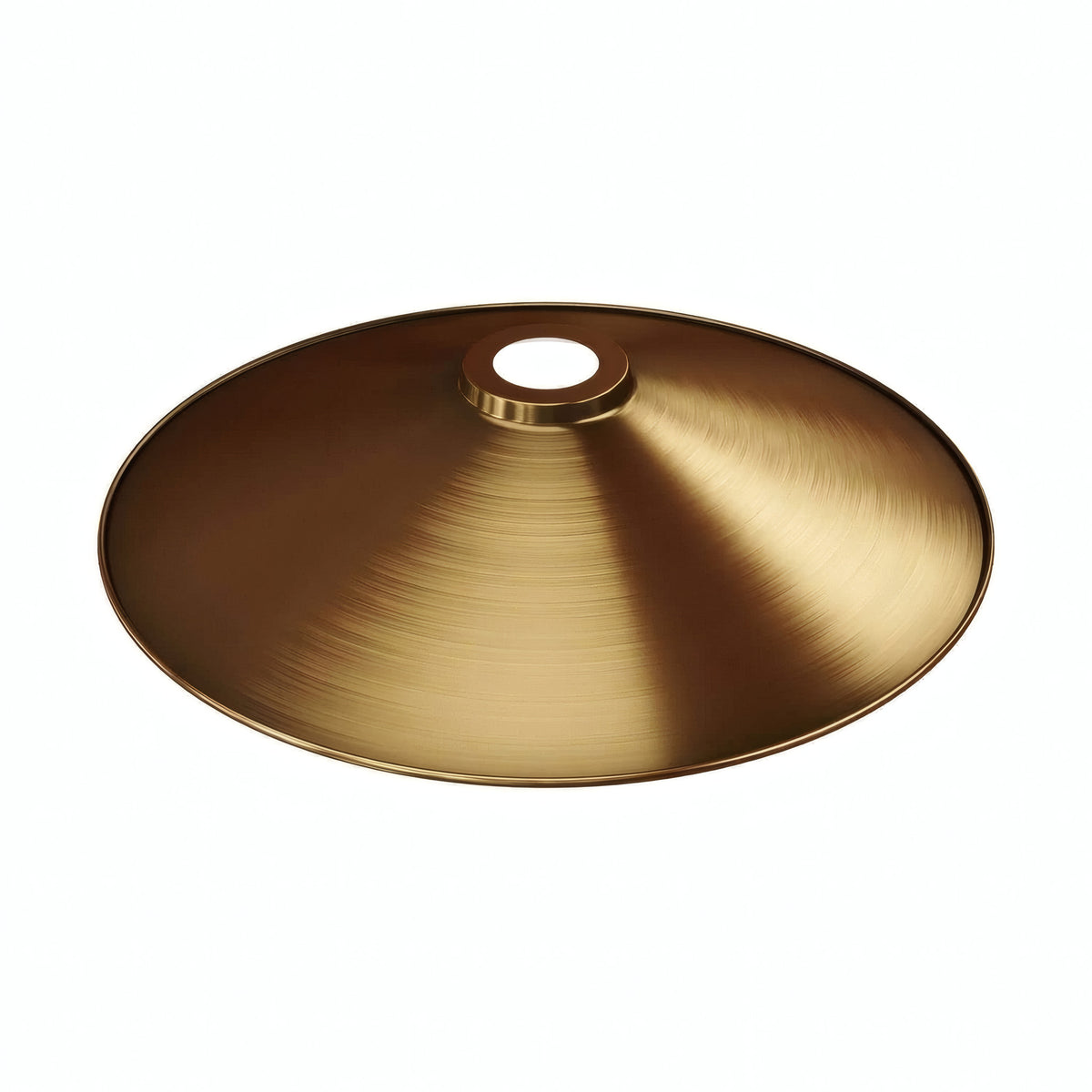 Pantalla plana esmaltada Ø 30 cm para portalámparas E27 — Blanco y bronce satinado