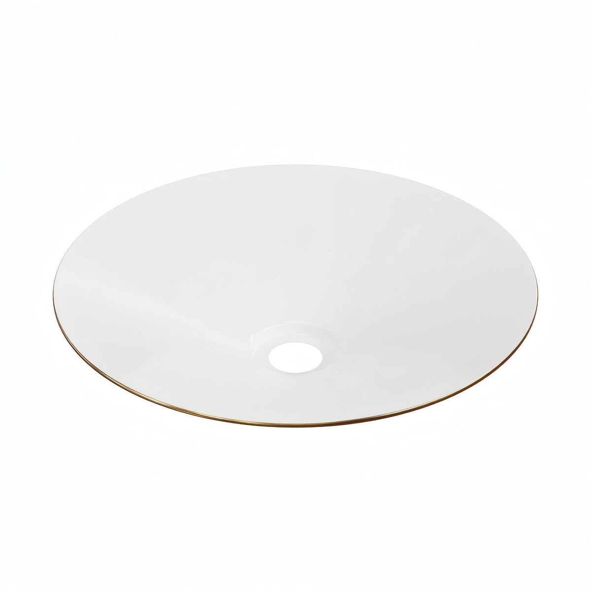Pantalla plana esmaltada Ø 30 cm para portalámparas E27 — Blanco y bronce satinado