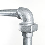 Distribuidor 4 vías y codo-unión galvanizados - detalle de estructura