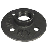 Bride de plancher 4 trous 3/4 pouce fonte noire — vue 3/4